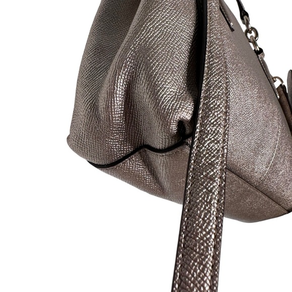 Coach Mini Christie Carryall Satchel in Crossgrain Gold Metallic Leather F23337 - Picture 11 of 16